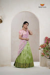 Premium Collection Green Silk Premium Half Saree | Lehenga For Girls
