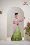 Premium Collection Green Silk Premium Half Saree | Lehenga For Girls