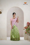 Premium Collection Green Silk Premium Half Saree | Lehenga For Girls