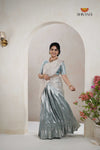 Premium Collection Grey Silk Premium Half Saree | Lehenga For Girls