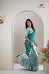 Premium CollectionRamer Green Silk Premium Half Saree | Lehenga For Girls