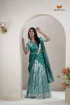 Premium CollectionRamer Green Silk Premium Half Saree | Lehenga For Girls