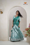 Premium CollectionRamer Green Silk Premium Half Saree | Lehenga For Girls