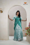 Premium CollectionRamer Green Silk Premium Half Saree | Lehenga For Girls