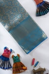 Sky Blue Silk Pattu Pavadai Unstitched Material For Kids !!!