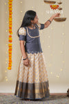 Festive Collection - Grey Smoky Wave Pattu Pavadai !!!