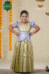 Festive Collection - Green Floral Spindle Pattu Pavadai !!!