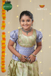Festive Collection - Green Floral Spindle Pattu Pavadai !!!