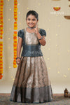 Grey Traditional Spiral Tree Pattu Pavadai