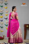 Pink Spiral Tree Traditional Half Saree | Lehenga For Girls !!!