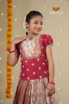 Red Traditional Spiral Tree Pattu Pavadai !!!
