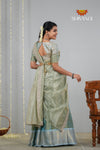 Festive Collection - Sky Blue Tiny Checks Traditional Half Saree | Lehenga For Girls !!!