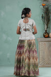 Grey Traditional Tissue Chevron Pattu Pavadai Set for Girls
