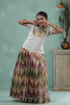 Grey Traditional Tissue Chevron Pattu Pavadai Set for Girls