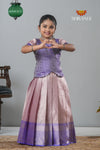 Purple Tissue Mughal Traditional Pattu Pavadai For Girls