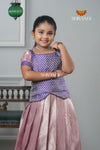 Purple Tissue Mughal Traditional Pattu Pavadai For Girls