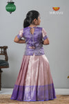 Purple Tissue Mughal Traditional Pattu Pavadai For Girls