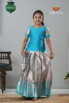 Sky Blue Tissue Mughal Traditional Pattu Pavadai For Girls !!!