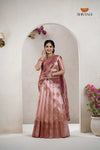 Peach Traditional Tissue Thuja Half Saree | Lehenga For Girls