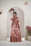 Peach Traditional Tissue Thuja Half Saree | Lehenga For Girls