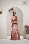 Peach Traditional Tissue Thuja Half Saree | Lehenga For Girls