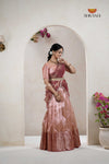 Peach Traditional Tissue Thuja Half Saree | Lehenga For Girls