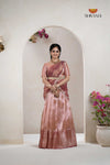 Peach Traditional Tissue Thuja Half Saree | Lehenga For Girls