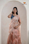 Peach Traditional Tissue Turmeric Half Saree | Lehenga For Girls