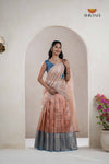 Peach Traditional Tissue Turmeric Half Saree | Lehenga For Girls