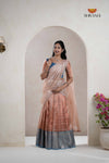 Peach Traditional Tissue Turmeric Half Saree | Lehenga For Girls