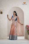 Peach Traditional Tissue Turmeric Half Saree | Lehenga For Girls