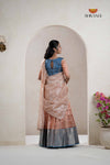 Peach Traditional Tissue Turmeric Half Saree | Lehenga For Girls