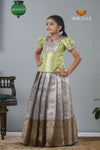 Gold Traditional Tissue Vine Embroidery Pattu Pavadai !!!