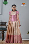 Gold Traditional Tissue Vine Embroidery Pattu Pavadai !!!
