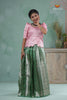 Green Tissue Weave Traditional Pattu Pavadai Set for Girls