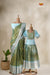 Tissue Tiny Checks Yellow Mom And Daughter Saree and Pattu Pavadai  Combo Set !!!
