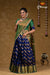 Trendy Navy Blue Floral Link Pattu Half Saree For Girls