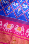 Blue Pochampally Silk Pattu Pavadai Unstitched Material For Kids !!!