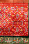 Orange Pochampally Silk Pattu Pavadai Unstitched Material For Kids !!!