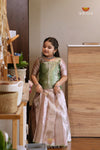 Tissue Hibiscus Traditional Pattu Pavadai Set for Girls