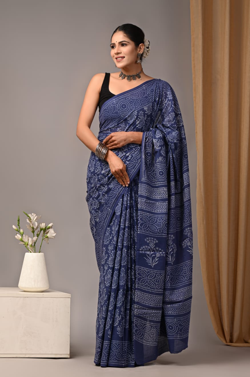 Cotton Mul Saree with Unstitched Blouse