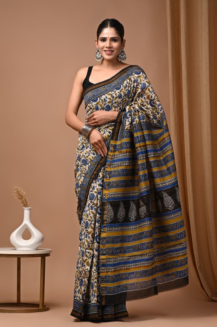 Chanderi Silk Saree with Unstitched Blouse