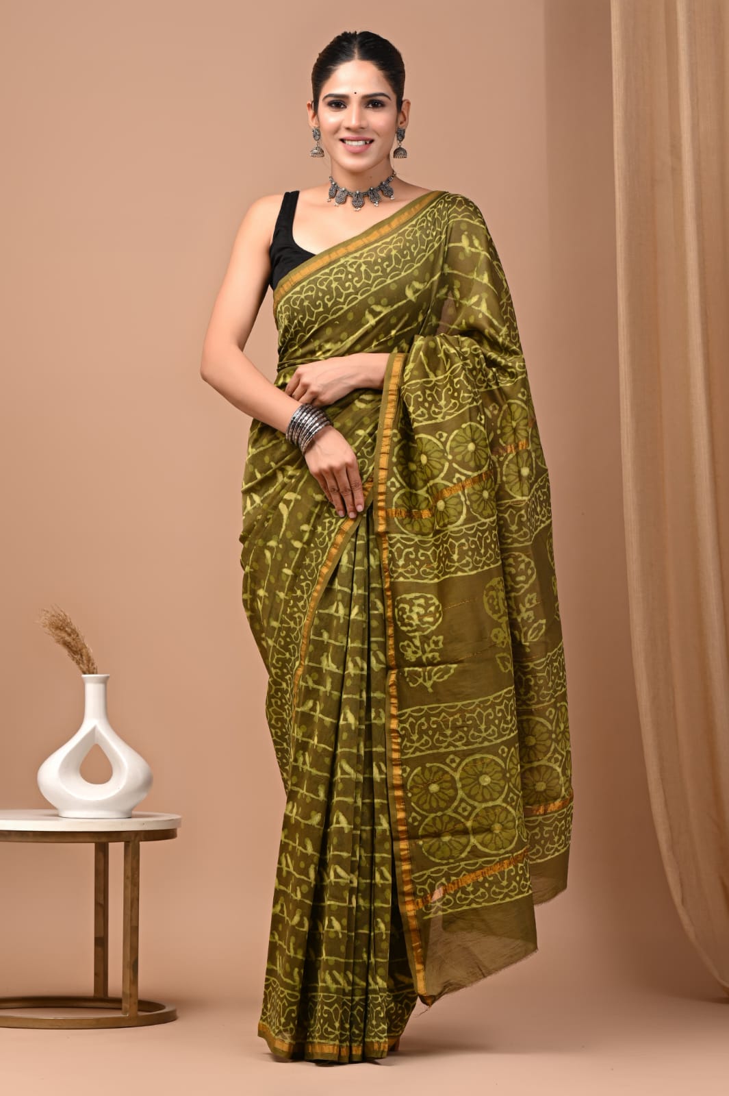 Chanderi Silk Saree with Unstitched Blouse