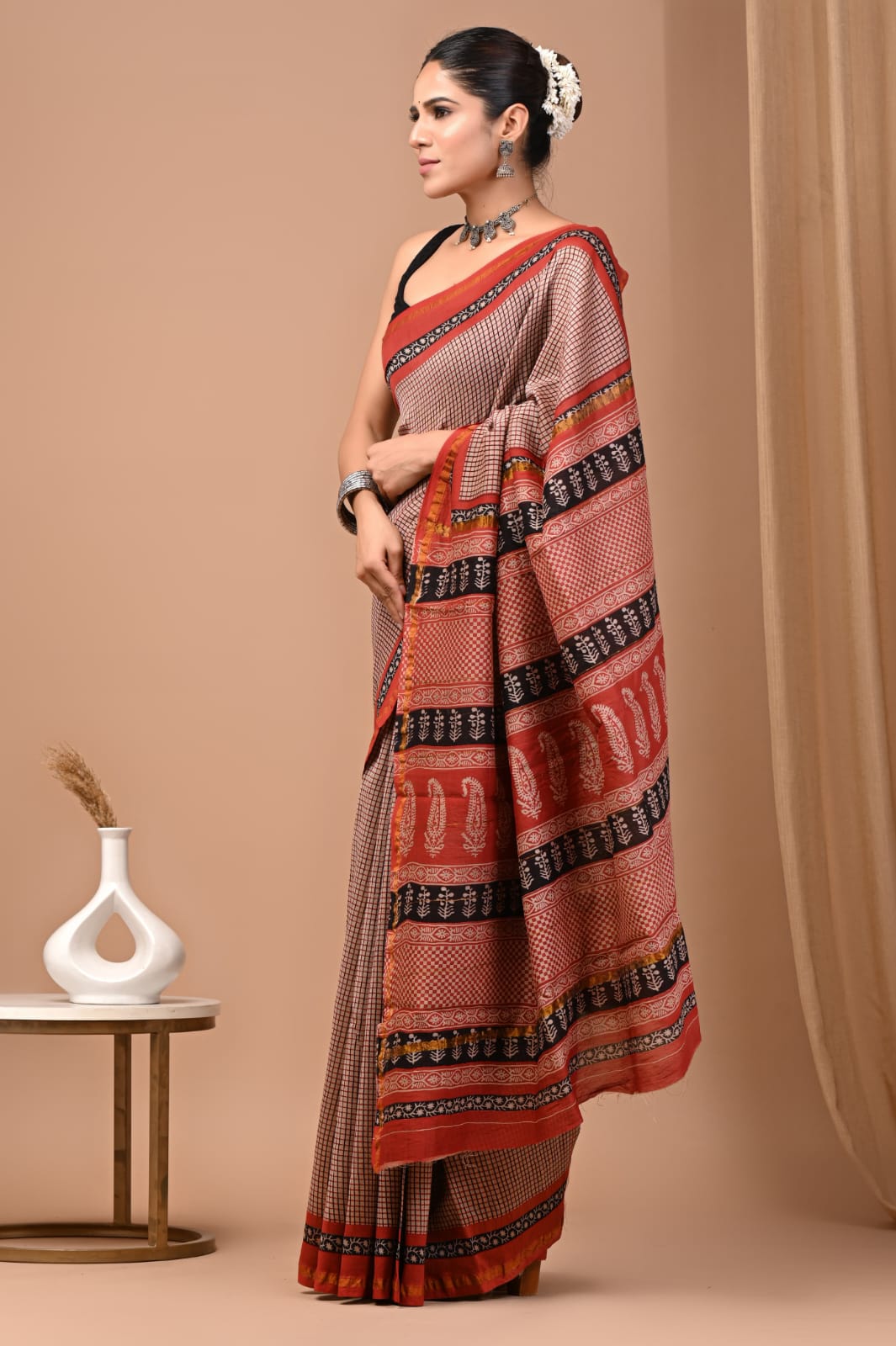 Pure Mahesh Silk saree with Unstitched Blouse