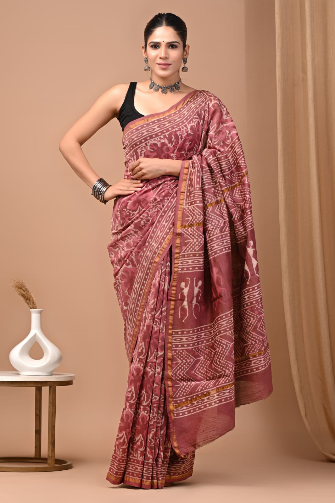 Chanderi Silk Saree with Unstitched Blouse