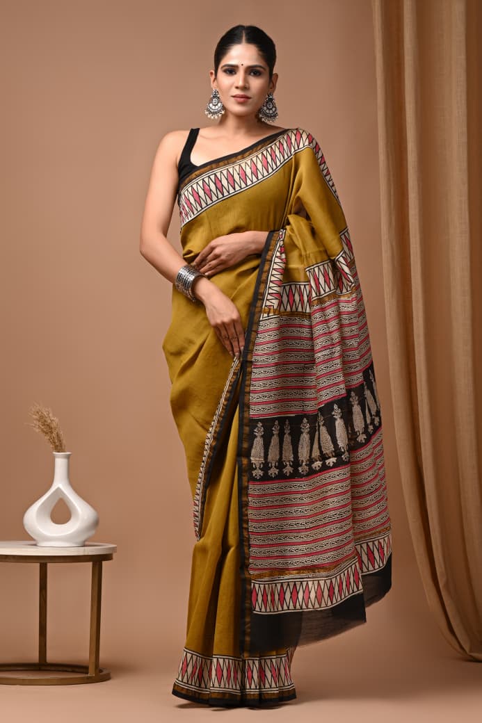 Chanderi Silk Saree with Unstitched Blouse
