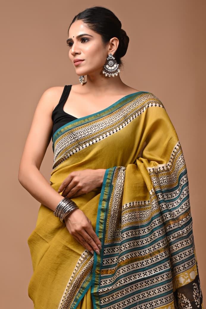 Chanderi Silk Saree with Unstitched Blouse