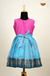GirlsBlue chanderi FloralFrock !!!