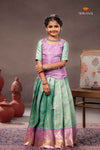 Green Diamond Check Traditional Pattu Pavadai Set