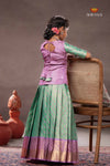 Green Diamond Check Traditional Pattu Pavadai Set